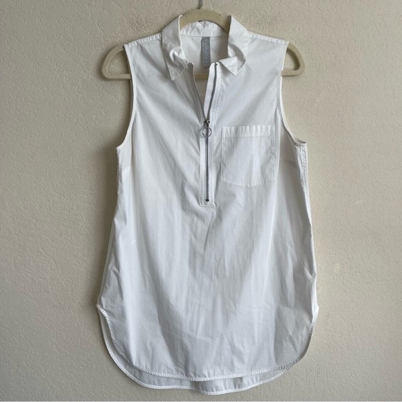 Athleta Uptown Shell White Sleeveless Commute Tank Top Zip Front 

Size L - Picture 3 of 9